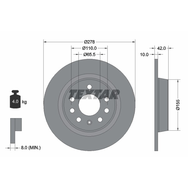 Слика на Кочионен диск TEXTAR PRO 92167603