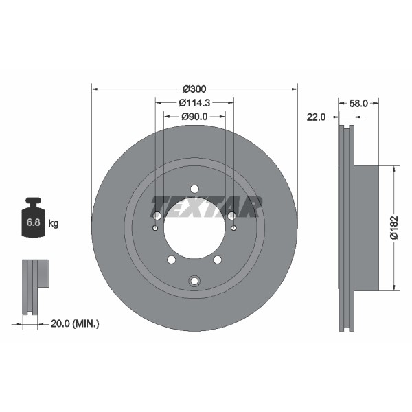 Слика на кочионен диск TEXTAR PRO 92170603 за Mitsubishi Lancer Saloon (CS A) 16V EVO IX (CT9A) - 280 коњи бензин