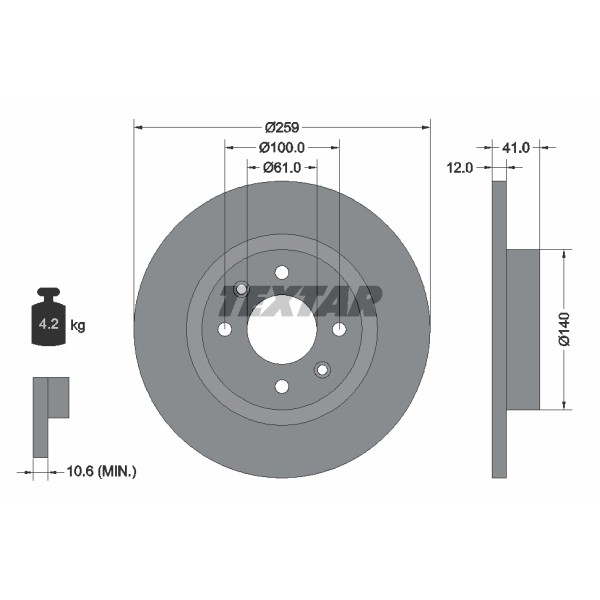 Слика на кочионен диск TEXTAR PRO 92175103 за камион Volvo F 408 - 109 коњи дизел