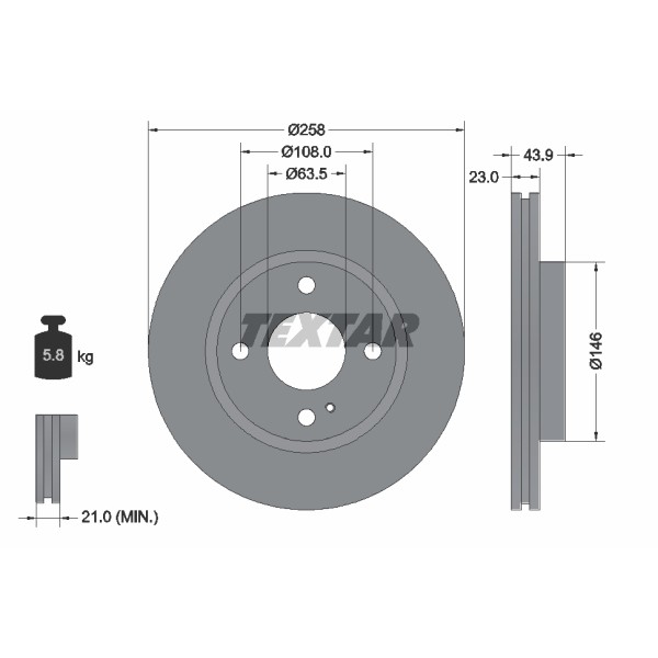 Слика на кочионен диск TEXTAR PRO 92176003 за Ford Fiesta 6 1.4 TDCi - 70 коњи дизел