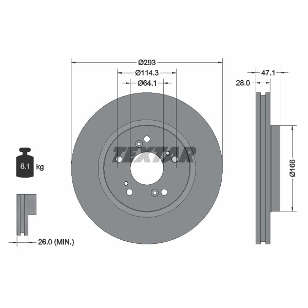 Слика на Кочионен диск TEXTAR PRO 92184803