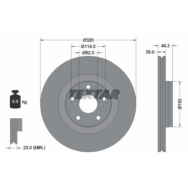 Слика на Кочионен диск TEXTAR PRO 92195303