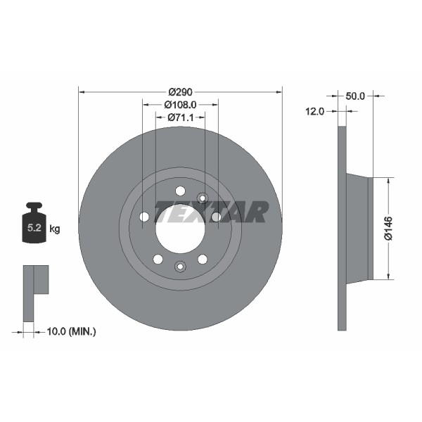 Слика на Кочионен диск TEXTAR PRO 92195803