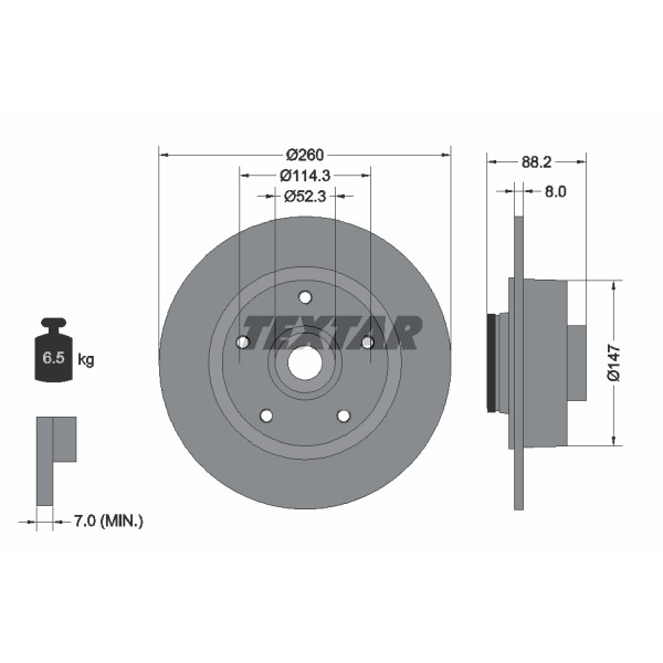 Слика на кочионен диск TEXTAR PRO 92195903 за Renault Grand Scenic 3 (JZ0-1) 1.2 TCe - 116 коњи бензин