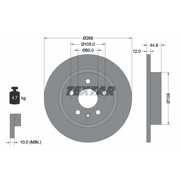 Слика на кочионен диск TEXTAR PRO 92205503 за Opel Astra GTC 1.6 - 180 коњи бензин