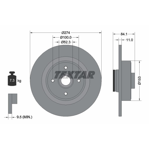 Слика на кочионен диск TEXTAR PRO 92223203 за Renault Grand Scenic 2 (JM0-1) 2.0 - 163 коњи бензин