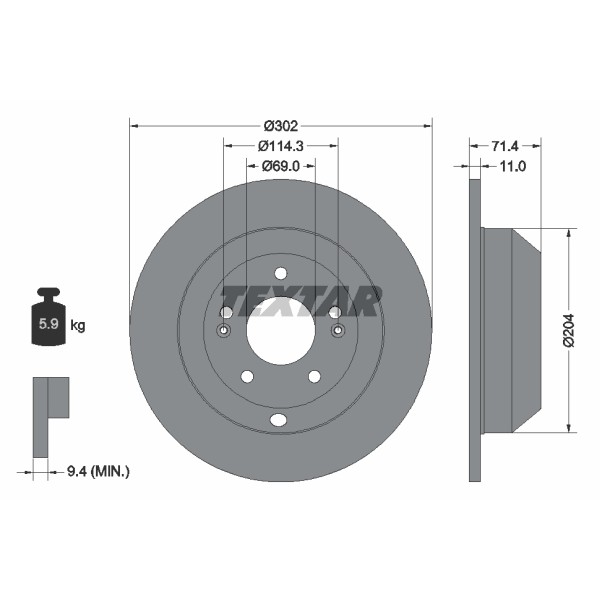 Слика на кочионен диск TEXTAR PRO 92223403 за Kia Sorento (XM) 2.4 GDI - 192 коњи бензин