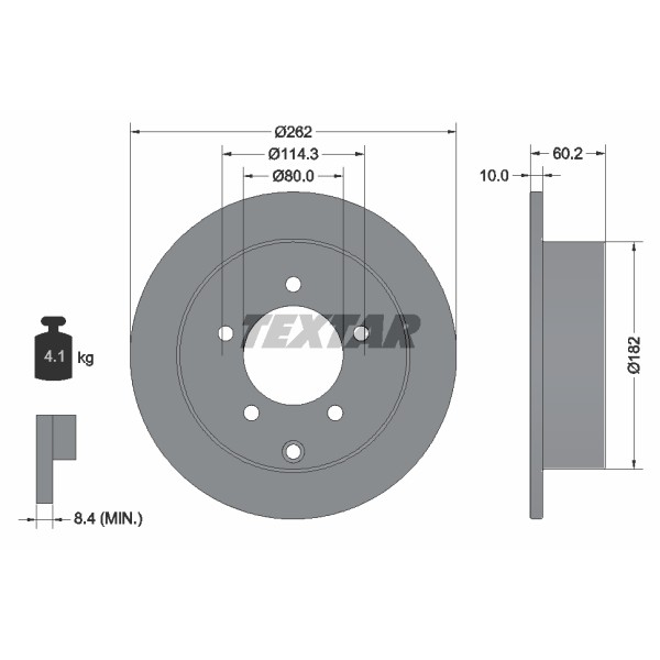 Слика на кочионен диск TEXTAR PRO 92227403 за Mitsubishi Lancer Ex Saloon (CY-ZA) 2.0 - 150 коњи бензин