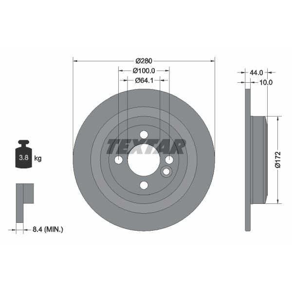 Слика на кочионен диск TEXTAR PRO 92234003 за Mini Clubvan (R55) Cooper D - 112 коњи дизел