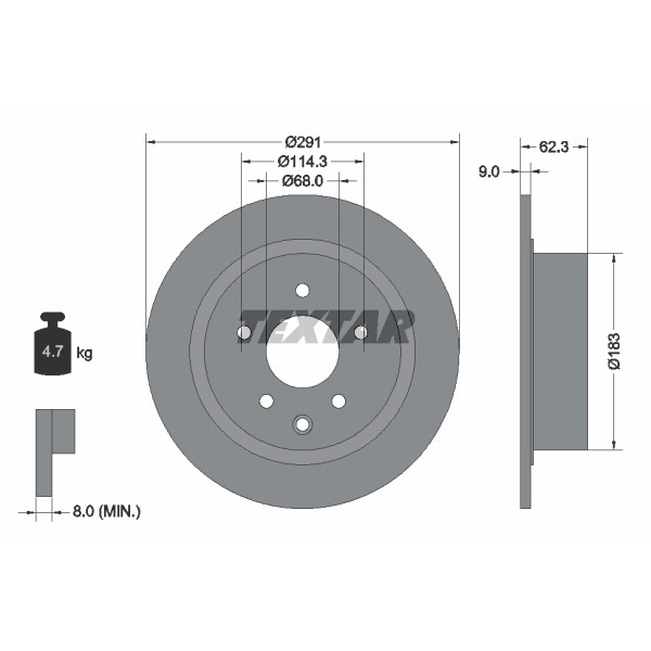 Слика на кочионен диск TEXTAR PRO 92237103 за Nissan Altima 2006 2.5 - 178 коњи бензин