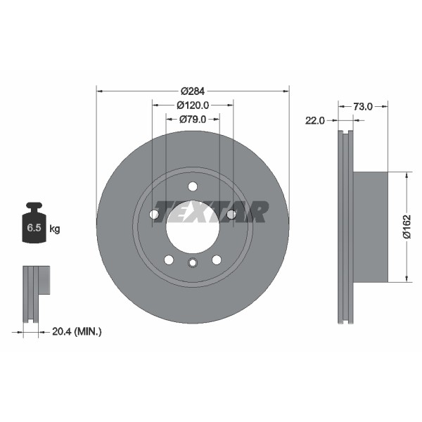 Слика на кочионен диск TEXTAR PRO 92238403 за BMW 1 F21 116 d - 116 коњи дизел