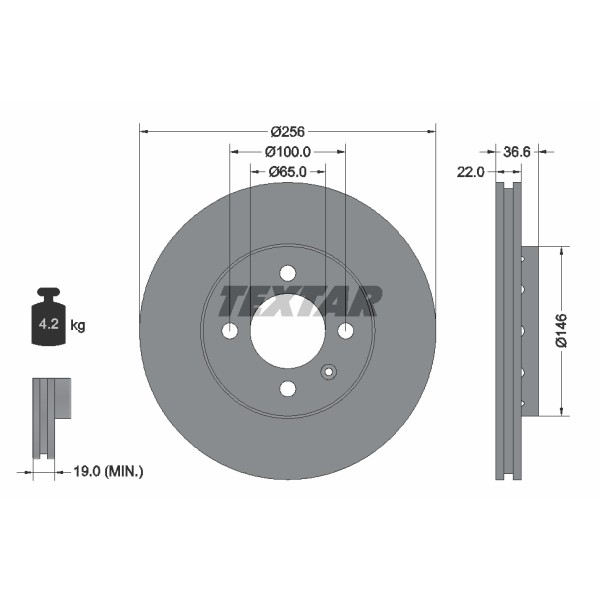 Слика на Кочионен диск TEXTAR PRO 92239403