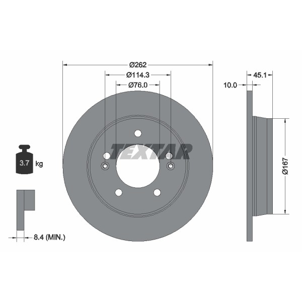 Слика на кочионен диск TEXTAR PRO 92240003 за Hyundai Elantra Coupe 2.0 - 175 коњи бензин