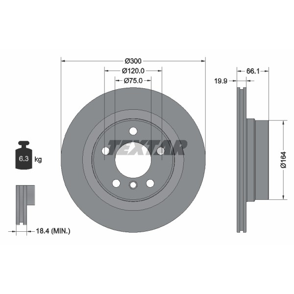 Слика на кочионен диск TEXTAR PRO 92257203 за BMW 3 Sedan F30 F35 F80 320 d - 200 коњи дизел