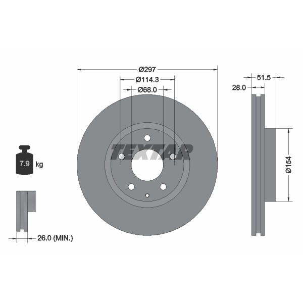 Слика на Кочионен диск TEXTAR PRO 92257403