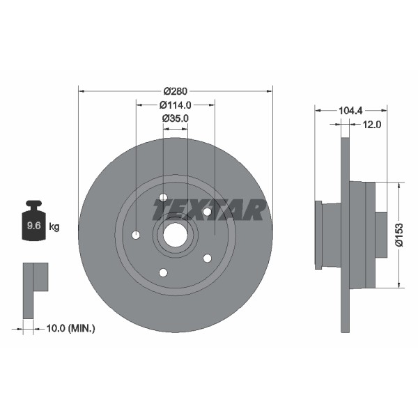 Слика на кочионен диск TEXTAR PRO 92268903 за Opel Vivaro B Platform (X82) 1.6 CDTI (03) - 116 коњи дизел