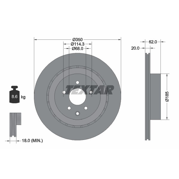 Слика на кочионен диск TEXTAR PRO 92270703 за Nissan 370Z (Z34) 3.7 - 330 коњи бензин