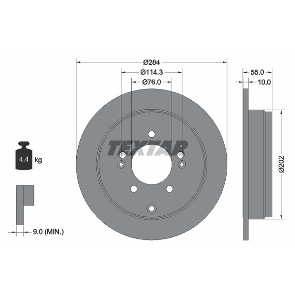 Слика на кочионен диск TEXTAR PRO 92271003 за Kia Opirus (GH) 3.8 V6 - 267 коњи бензин