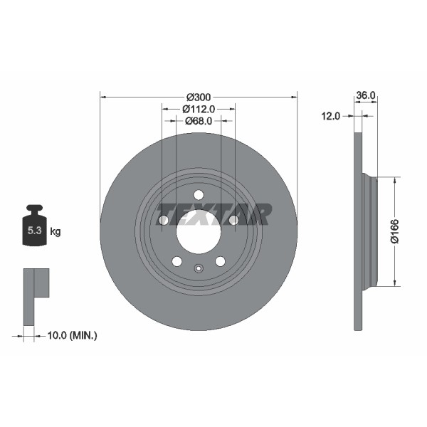 Слика на кочионен диск TEXTAR PRO 92282803 за Audi A5 (F53) 1.4 TFSI - 150 коњи бензин