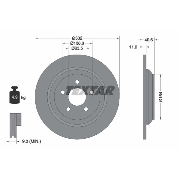 Слика на кочионен диск TEXTAR PRO 92292403 за Ford Focus 3 Hatchback 2.0 - 162 коњи бензин