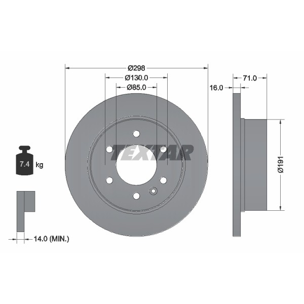Слика на кочионен диск TEXTAR PRO 93143303 за VW Crafter 30-50 box (2E) 2.0 TDI - 109 коњи дизел