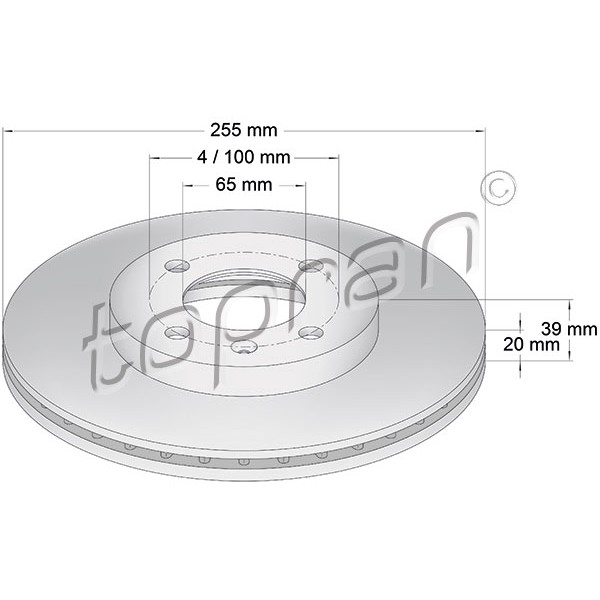 Слика на кочионен диск TOPRAN 103 408 за VW Caddy 2 Box (9K9A) 1.9 SDI - 64 коњи дизел