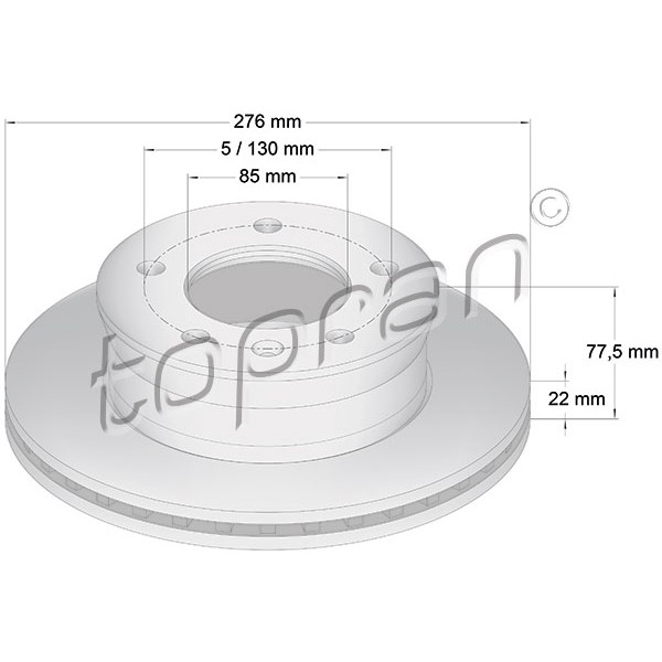 Слика на кочионен диск TOPRAN 107 687 за Mercedes Sprinter 3-t Box (903) 311 CDI - 109 коњи дизел