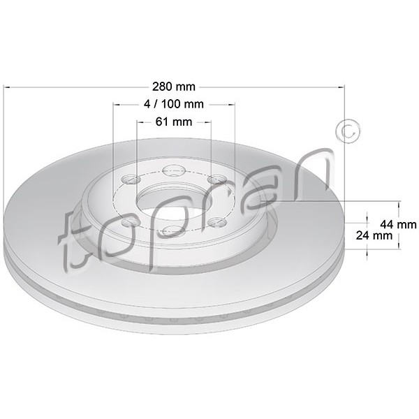 Слика на кочионен диск TOPRAN 700 184 за Renault Megane 1 (BA0-1) 1.9 dTi (BA08, BA0N) - 98 коњи дизел