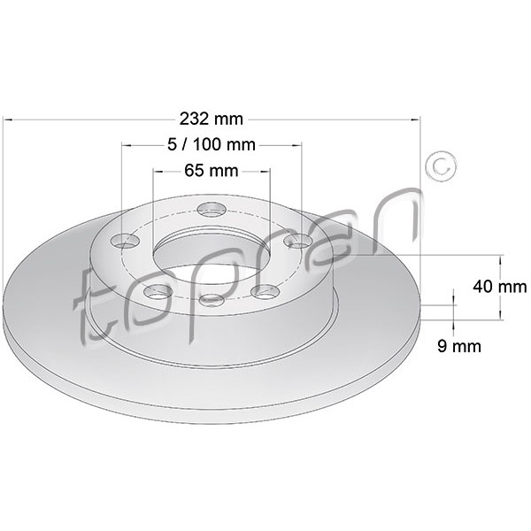 Слика на кочионен диск TOPRAN Coated 107 683 за Seat Ibiza 4 Sportcoupe (6J) 1.0 TSI - 110 коњи бензин