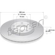 Слика 1 на кочионен диск TOPRAN Coated 205 524