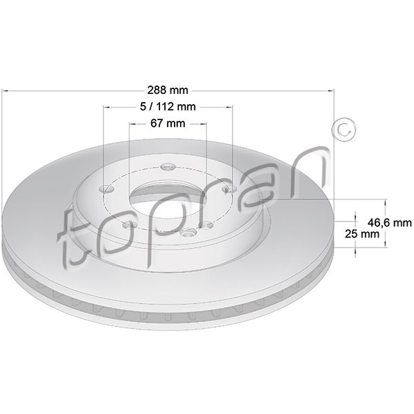 Слика на кочионен диск TOPRAN Coated 400 856 за Mercedes E-class Estate (s210) E 230 T (210.237) - 150 коњи бензин