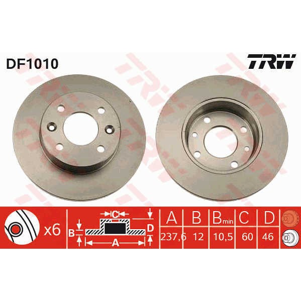 Слика на Кочионен диск TRW DF1010