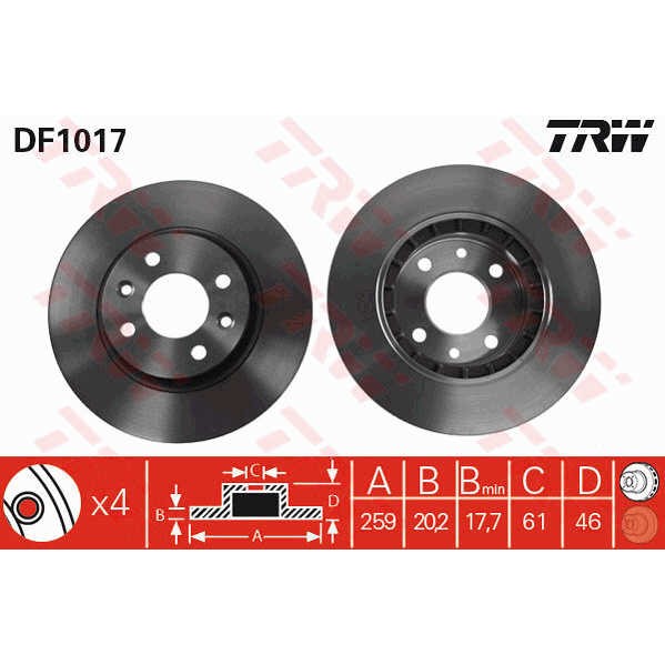 Слика на Кочионен диск TRW DF1017