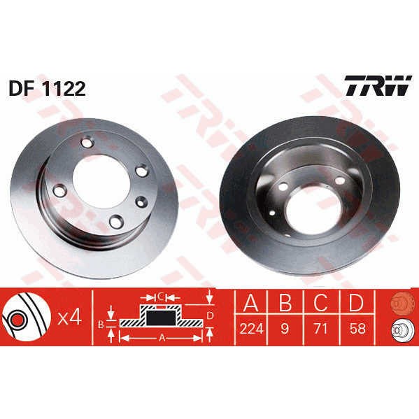 Слика на кочионен диск TRW DF1122 за Citroen Xantia X2 2.0 HDI 109 - 109 коњи дизел