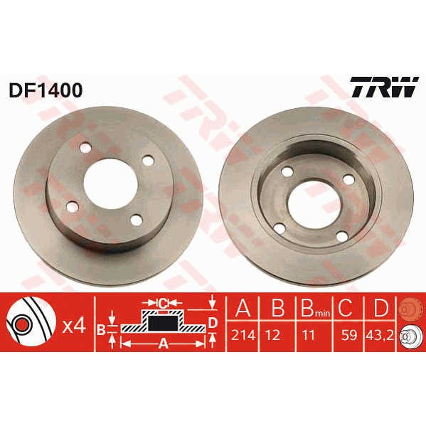 Слика на Кочионен диск TRW DF1400