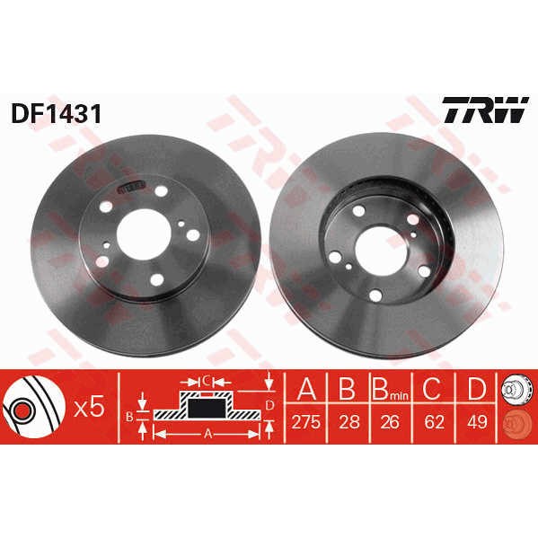 Слика на Кочионен диск TRW DF1431