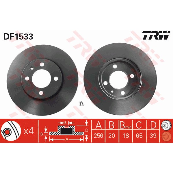 Слика на кочионен диск TRW DF1533 за камион Renault C 340.19/T - 339 коњи дизел