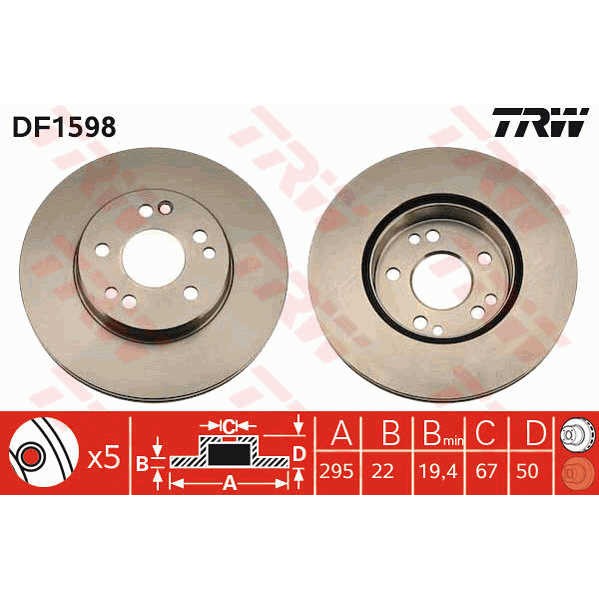 Слика на Кочионен диск TRW DF1598