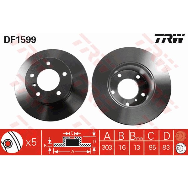 Слика на Кочионен диск TRW DF1599