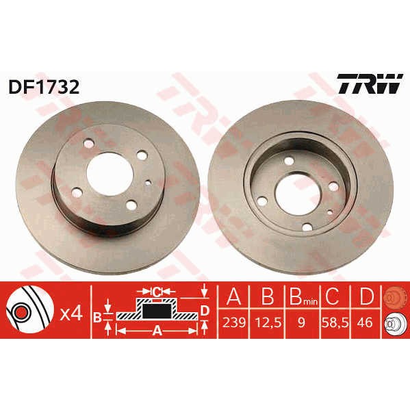 Слика на Кочионен диск TRW DF1732