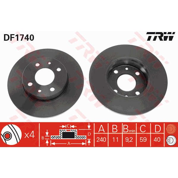 Слика на Кочионен диск TRW DF1740