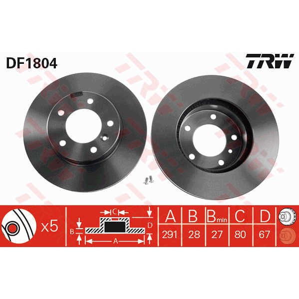 Слика на Кочионен диск TRW DF1804