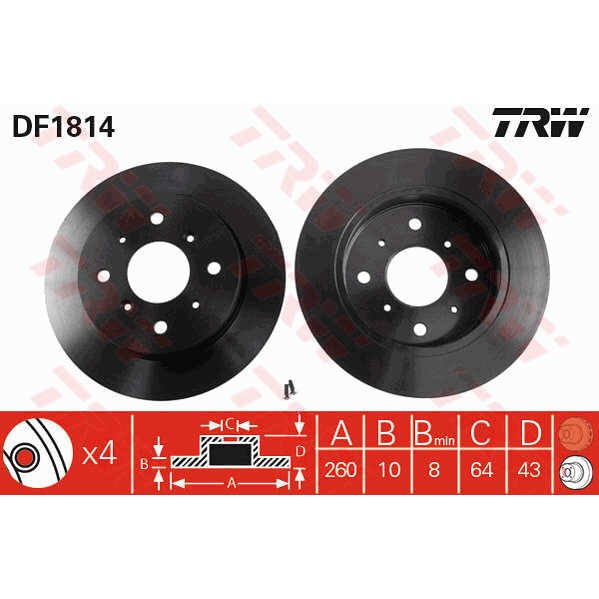 Слика на Кочионен диск TRW DF1814