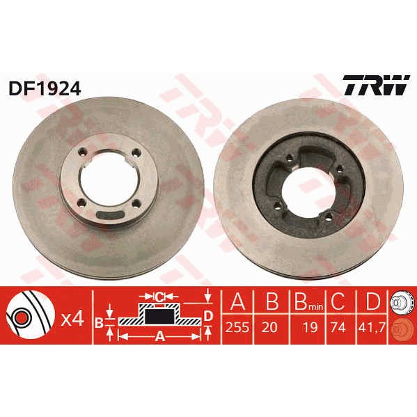 Слика на Кочионен диск TRW DF1924