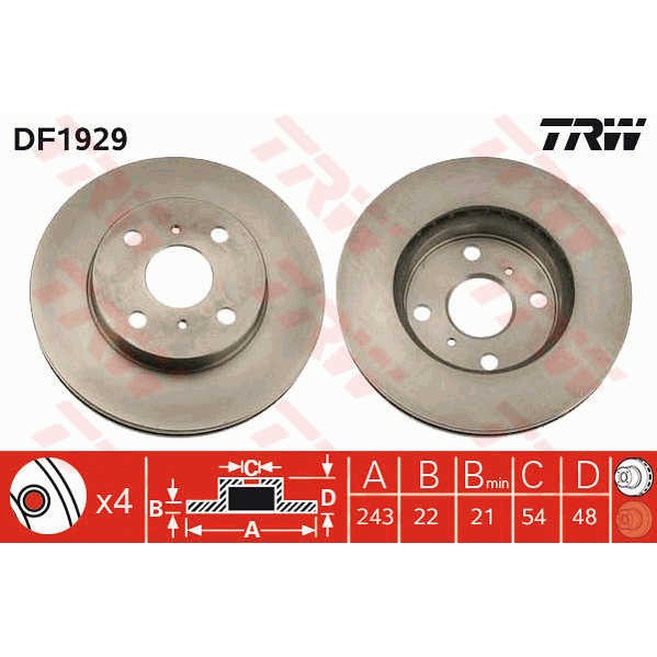 Слика на Кочионен диск TRW DF1929