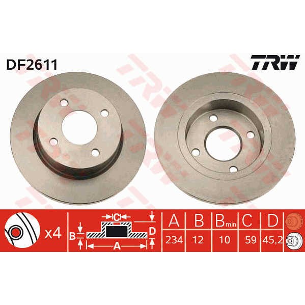 Слика на Кочионен диск TRW DF2611