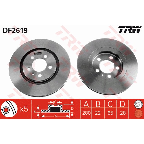 Слика на Кочионен диск TRW DF2619