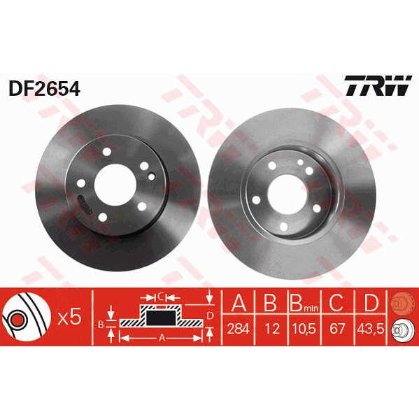 Слика на Кочионен диск TRW DF2654