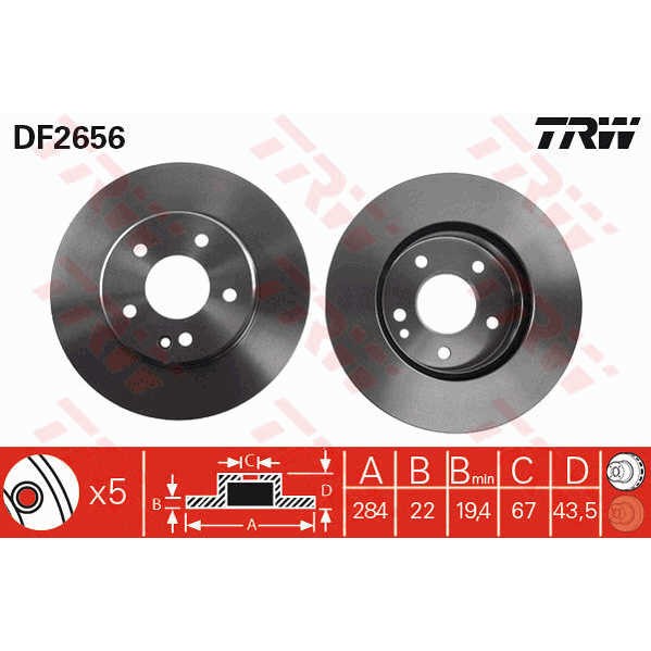 Слика на Кочионен диск TRW DF2656