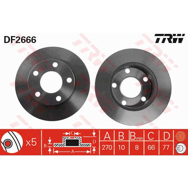 Слика на Кочионен диск TRW DF2666